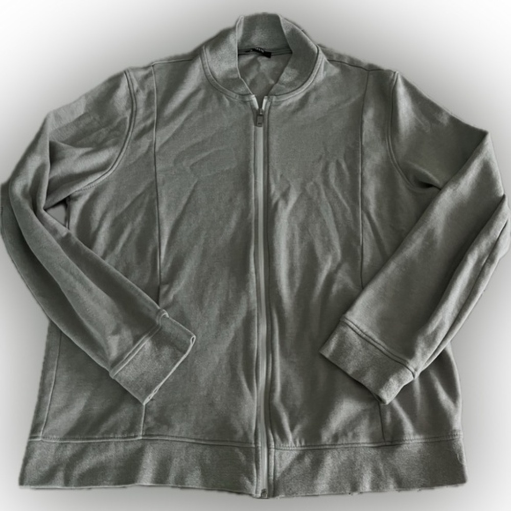 Men's Light Gray Zip-Front Sweater Jacket Large